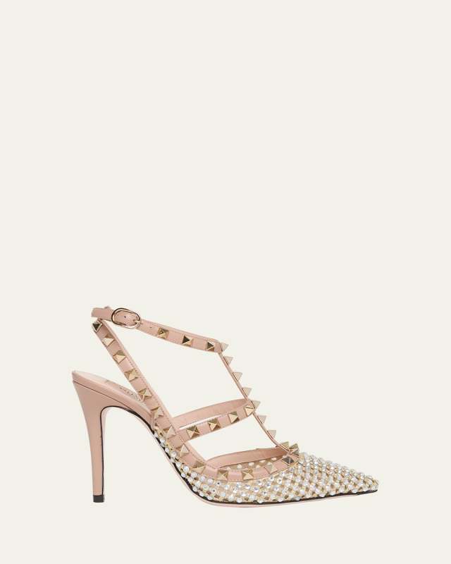 Rockstud Strass Caged Pumps